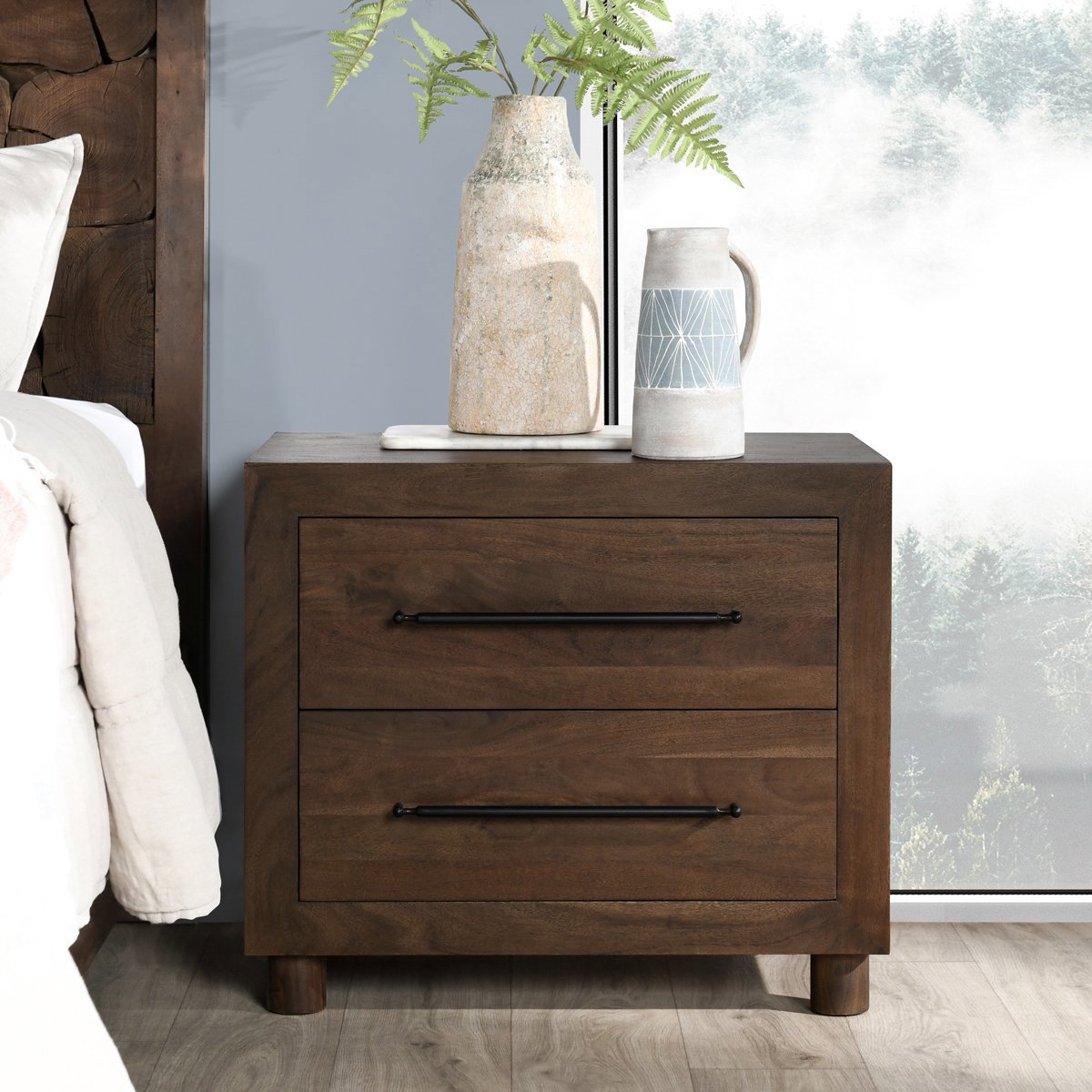 Classic Home Jaxon Solid Wood 2 Drawer Nightstand