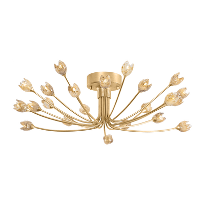 Hudson Valley Lighting Falkirk 22 Light 30 inch Vintage Gold Leaf Semi Flush Ceiling Light