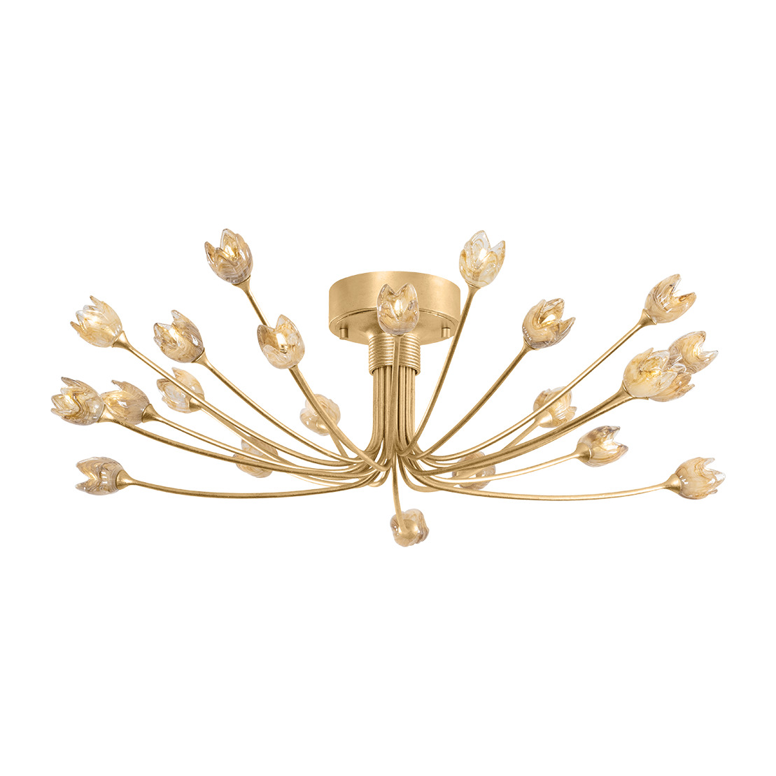 Hudson Valley Lighting Falkirk 22 Light 30 inch Vintage Gold Leaf Semi Flush Ceiling Light