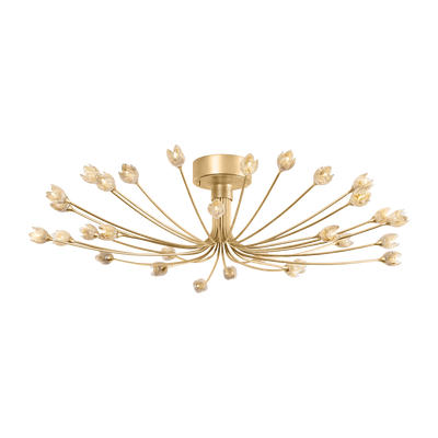 Hudson Valley Lighting Falkirk 30 Light 42 inch Vintage Gold Leaf Semi Flush Ceiling Light