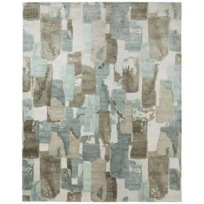 Feizy Kendall 8A59F Modern Abstract Rug in Green/Brown/Ivory