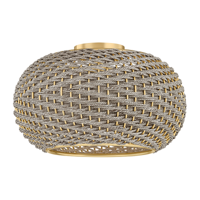 Hudson Valley Lighting Penarth 1 Light Aged Brass Flush Mount Ceiling Light