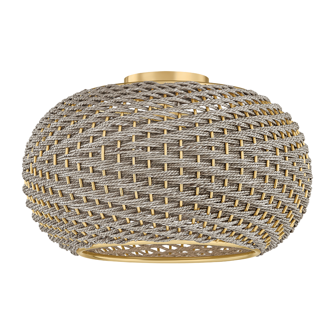 Hudson Valley Lighting Penarth 1 Light Aged Brass Flush Mount Ceiling Light