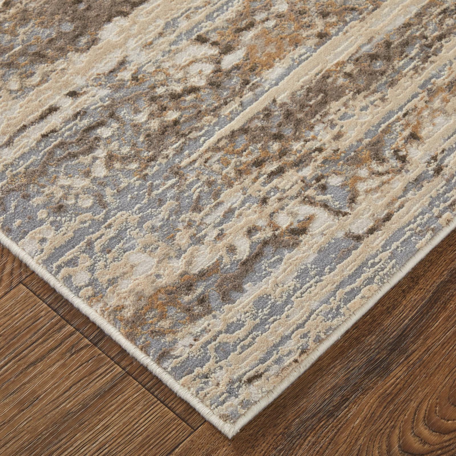 Feizy Parker 3705F Transitional Abstract Rug in Tan/Ivory/Brown