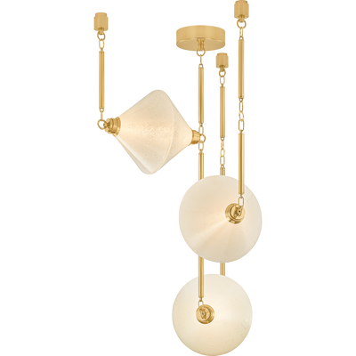 Corbett Solara 3 Light Vintage Polished Brass Chandelier Ceiling Light