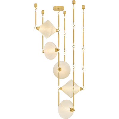Corbett Solara 5 Light Vintage Polished Brass Chandelier Ceiling Light