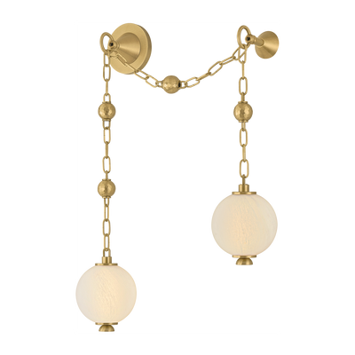 Corbett Corda 2 Light Vintage Brass Wall Sconce Wall Light