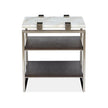Magnussen Home Paradox Pearl White And Roasted Almond And Brushed Platinum Rectangular End Table