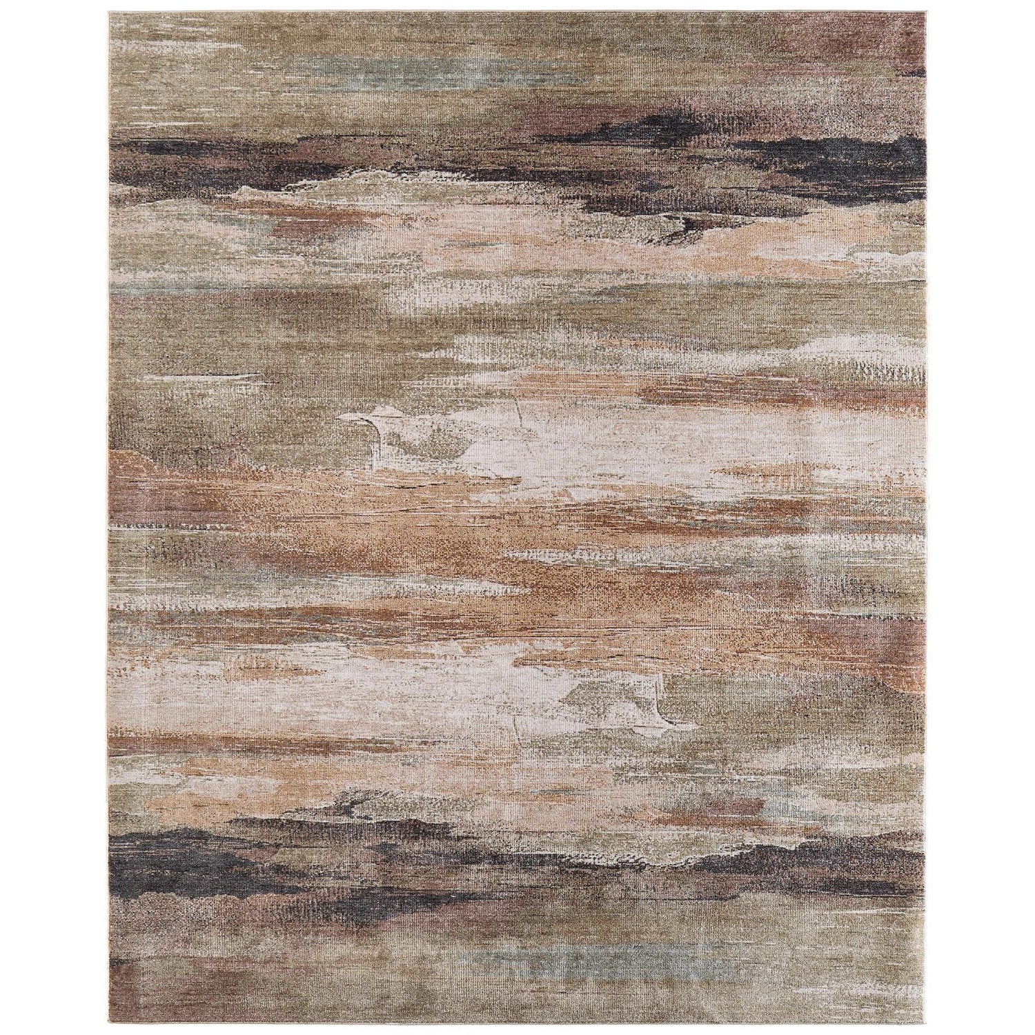 Feizy Pearson 39SBF Modern Abstract, Green/Ivory/Brown, Rug