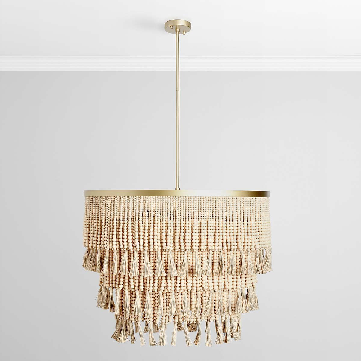 Classic Home Brittany Wood Beaded Round Chandelier Clearance