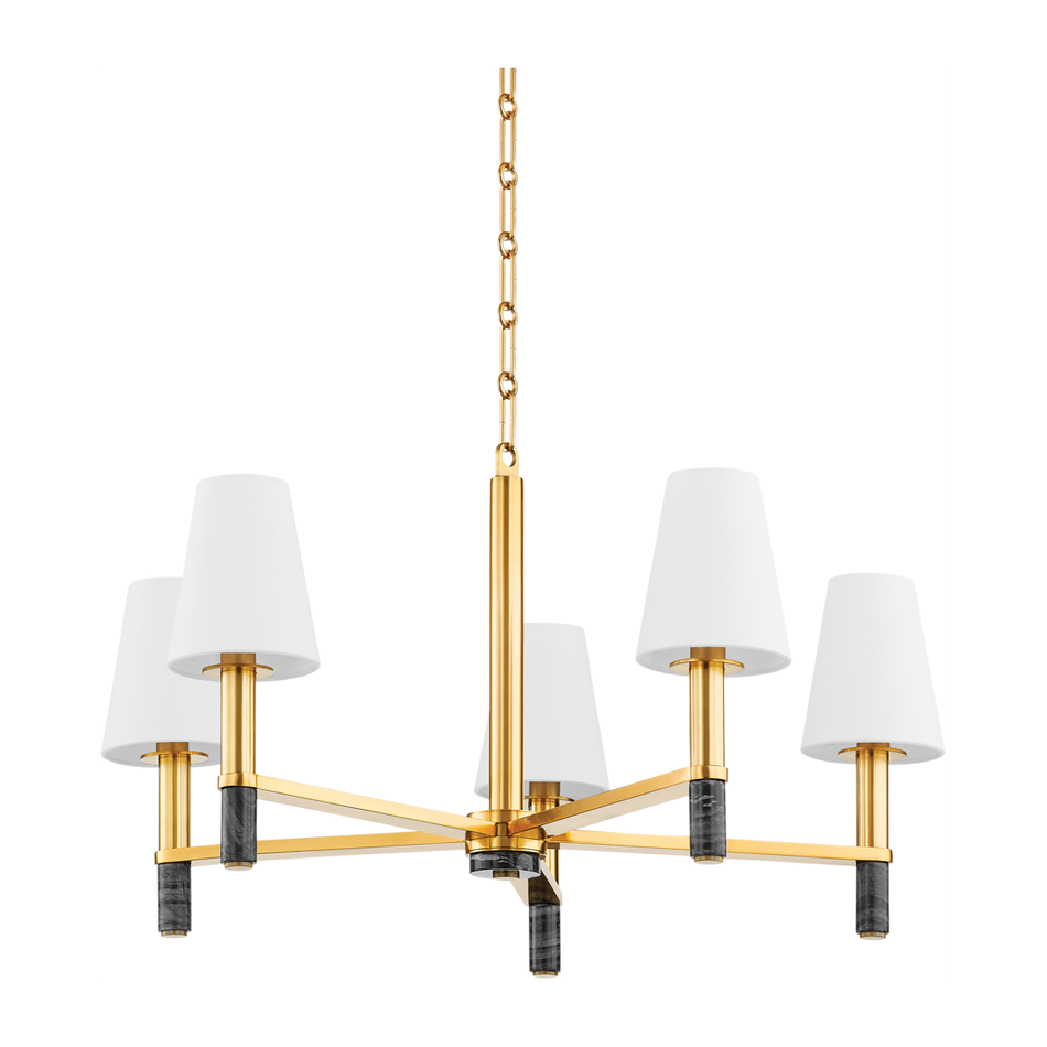 Hudson Valley Lighting Montreal 5 Light 30 inch Aged Brass Chandelier Ceiling Light