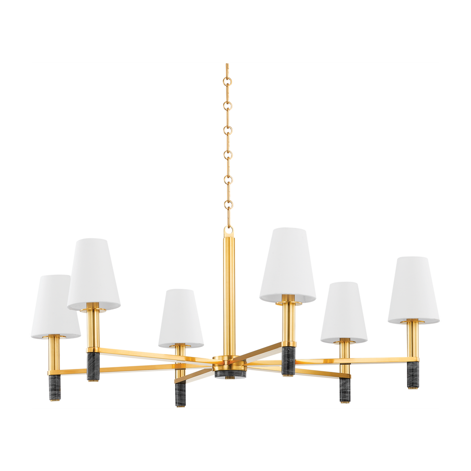 Hudson Valley Lighting Montreal 6 Light 40 inch Aged Brass Chandelier Ceiling Light