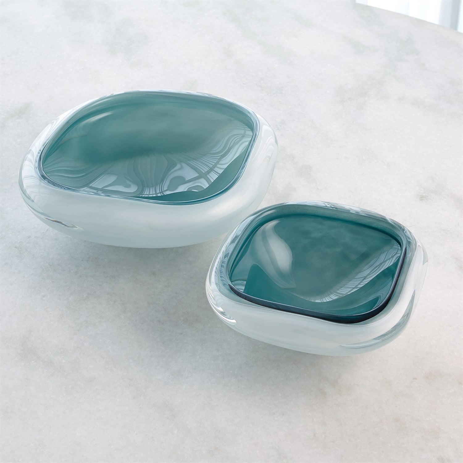 Global Views Azure Square Cased Glass Bowl