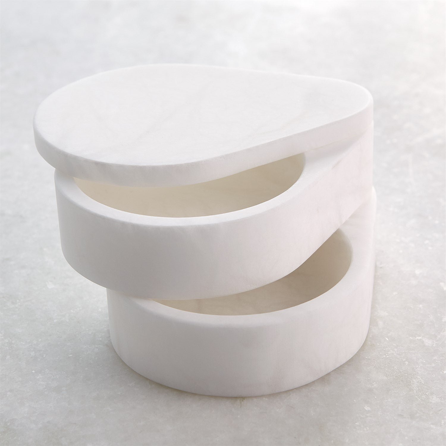 Global Views White Swivel Alabaster Teardrop Double Box Clearance
