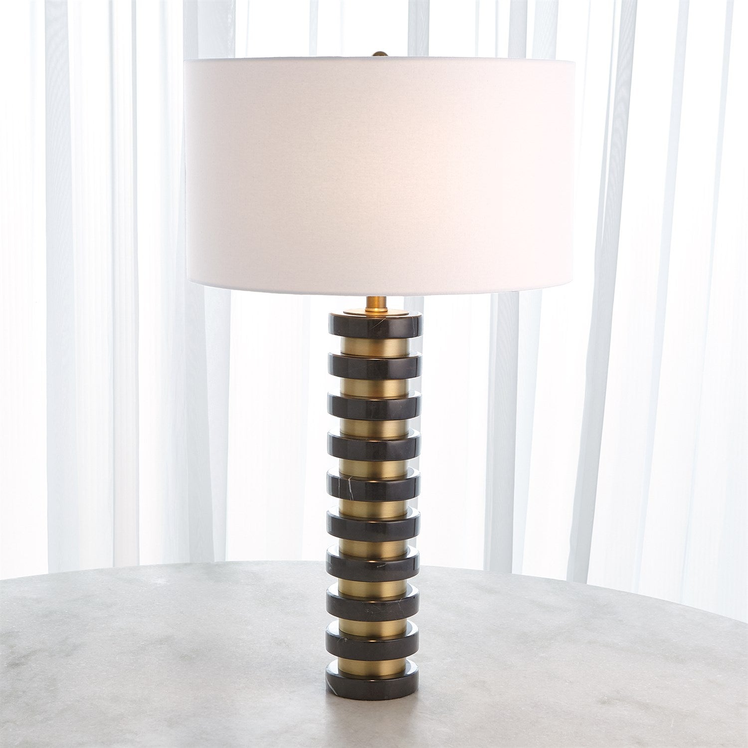 Global Views Black Marble Stack Lamp
