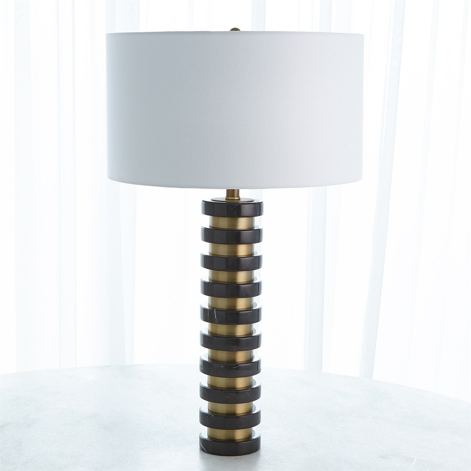 Global Views Black Marble Stack Lamp