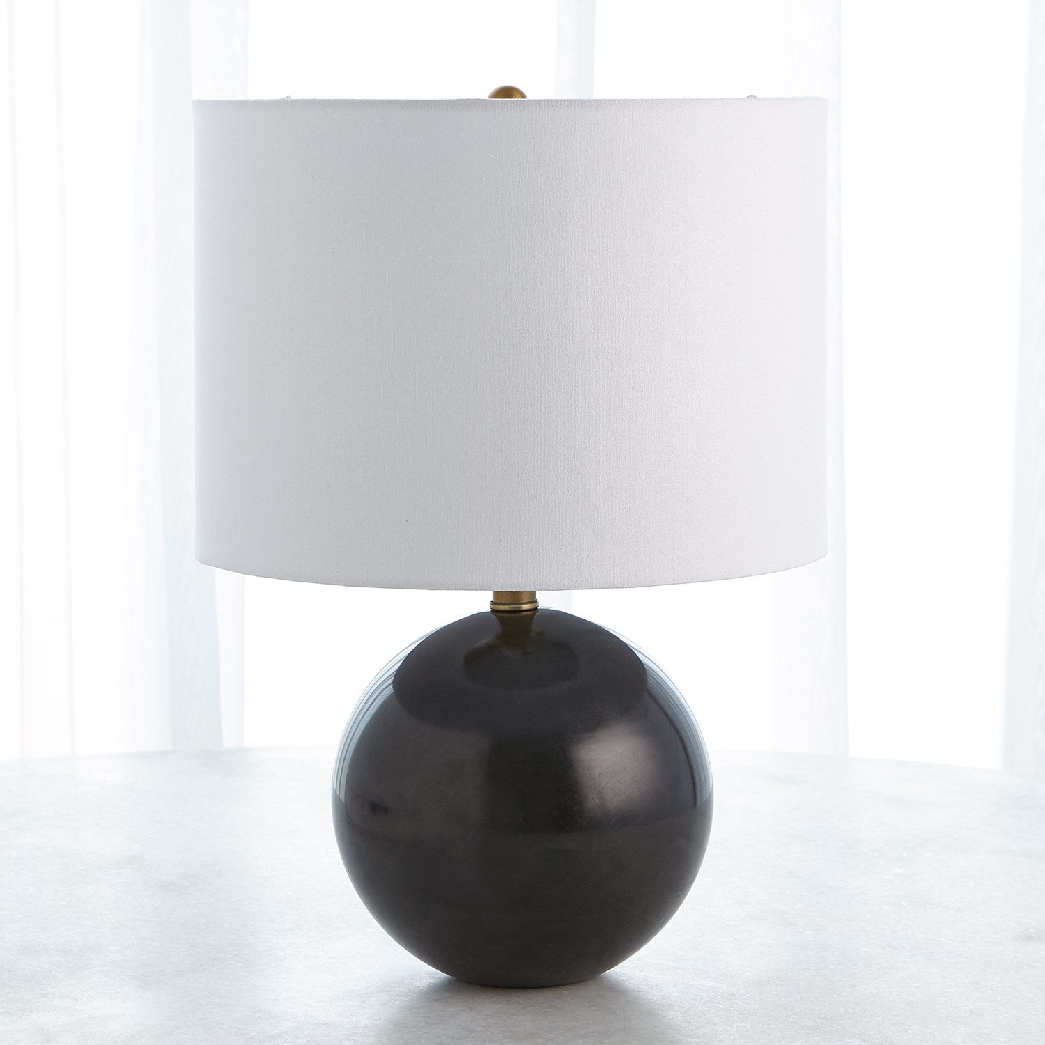 Global Views Black Marble Sphere Lamp