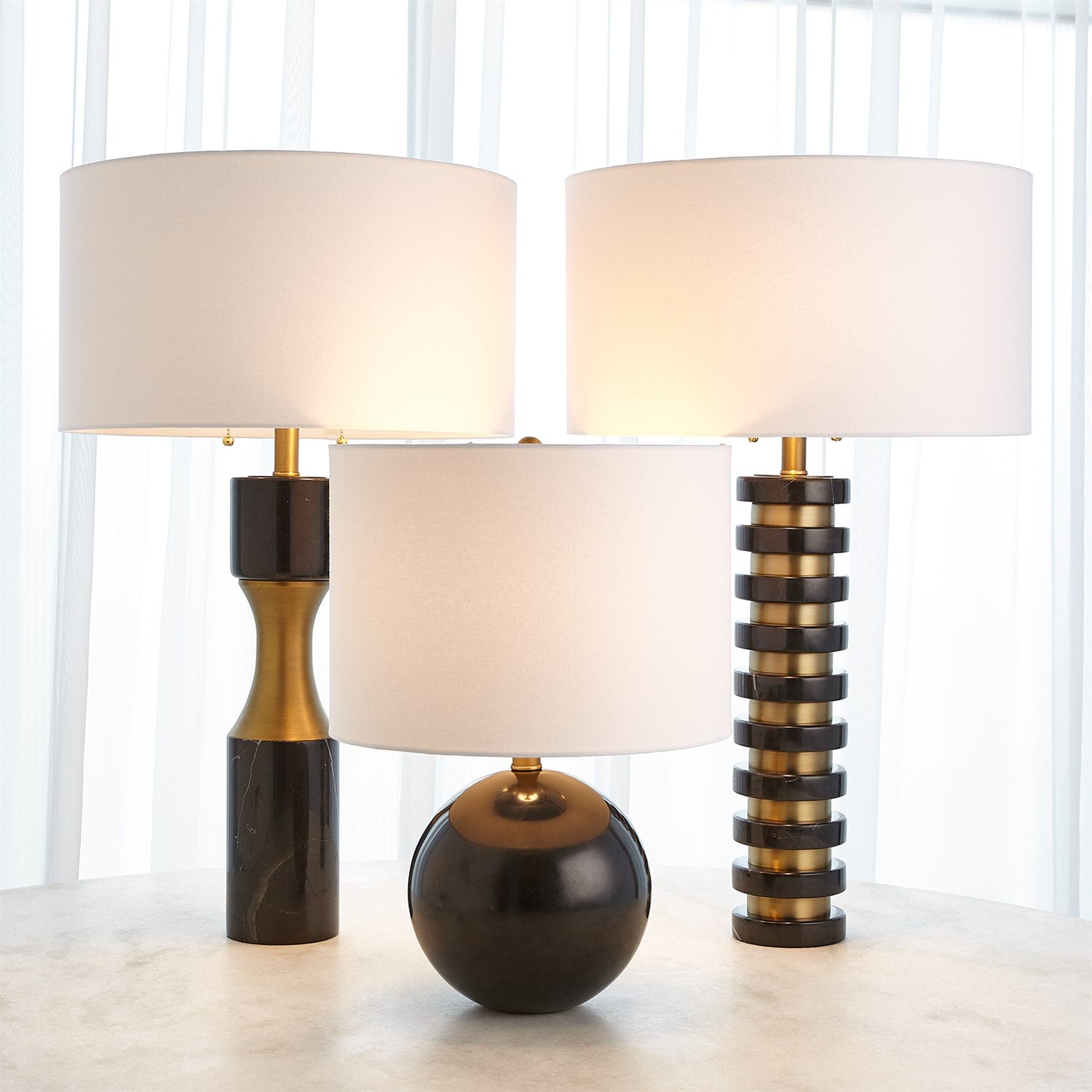 Global Views Black Marble Stack Lamp