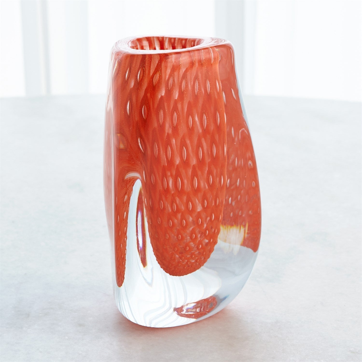 Global Views Orange Triangular Bubbled Vase