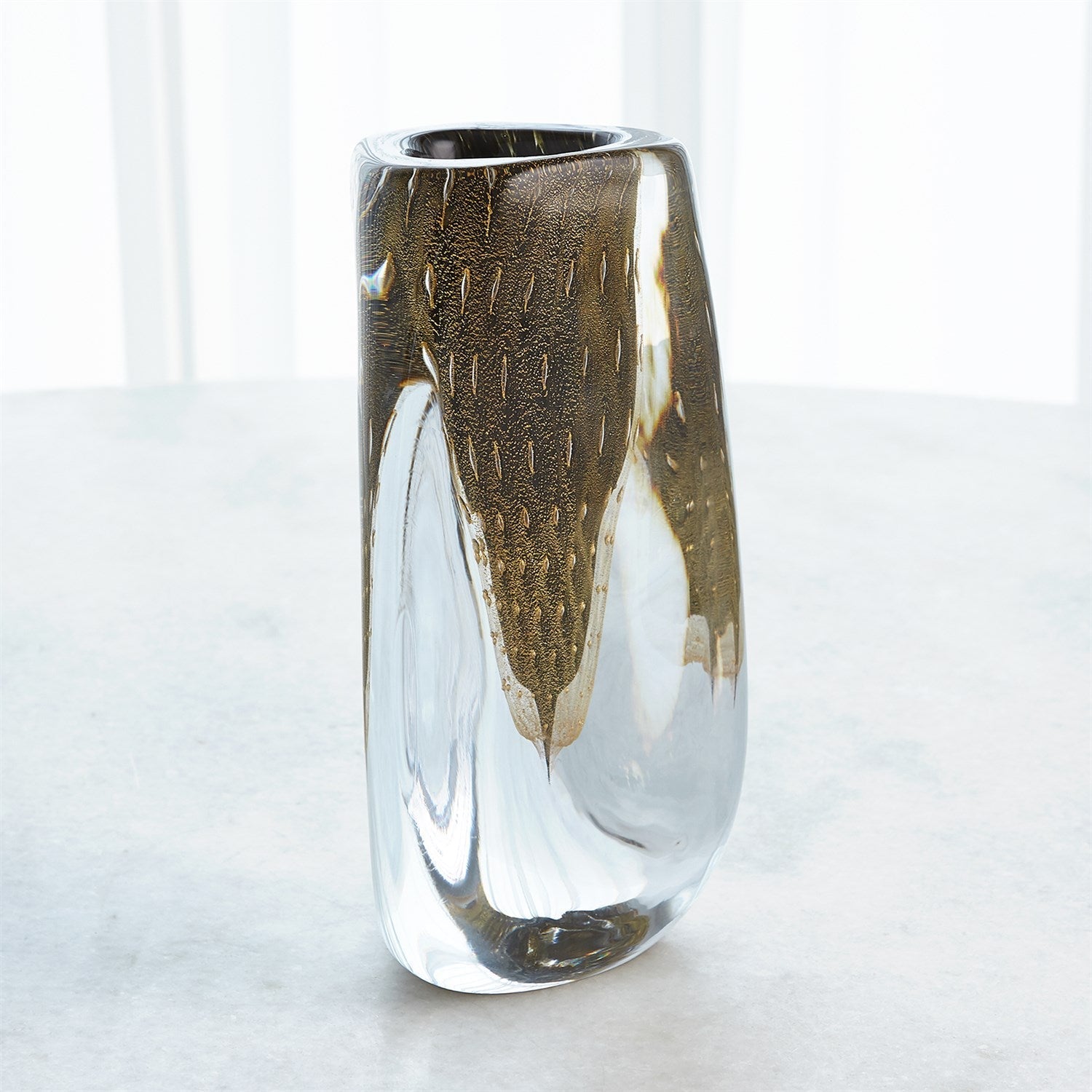 Global Views Gold Triangular Bubbled Vase DSC
