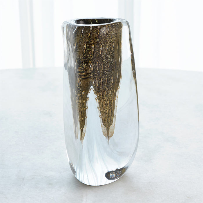 Global Views Triangular Bubbled Vase - Gold