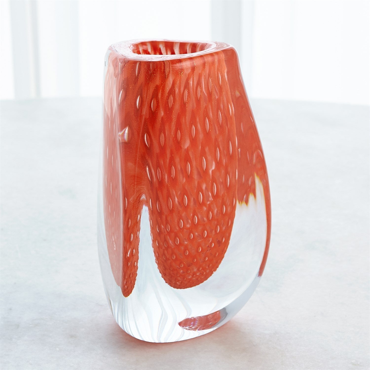 Global Views Orange Triangular Bubbled Vase