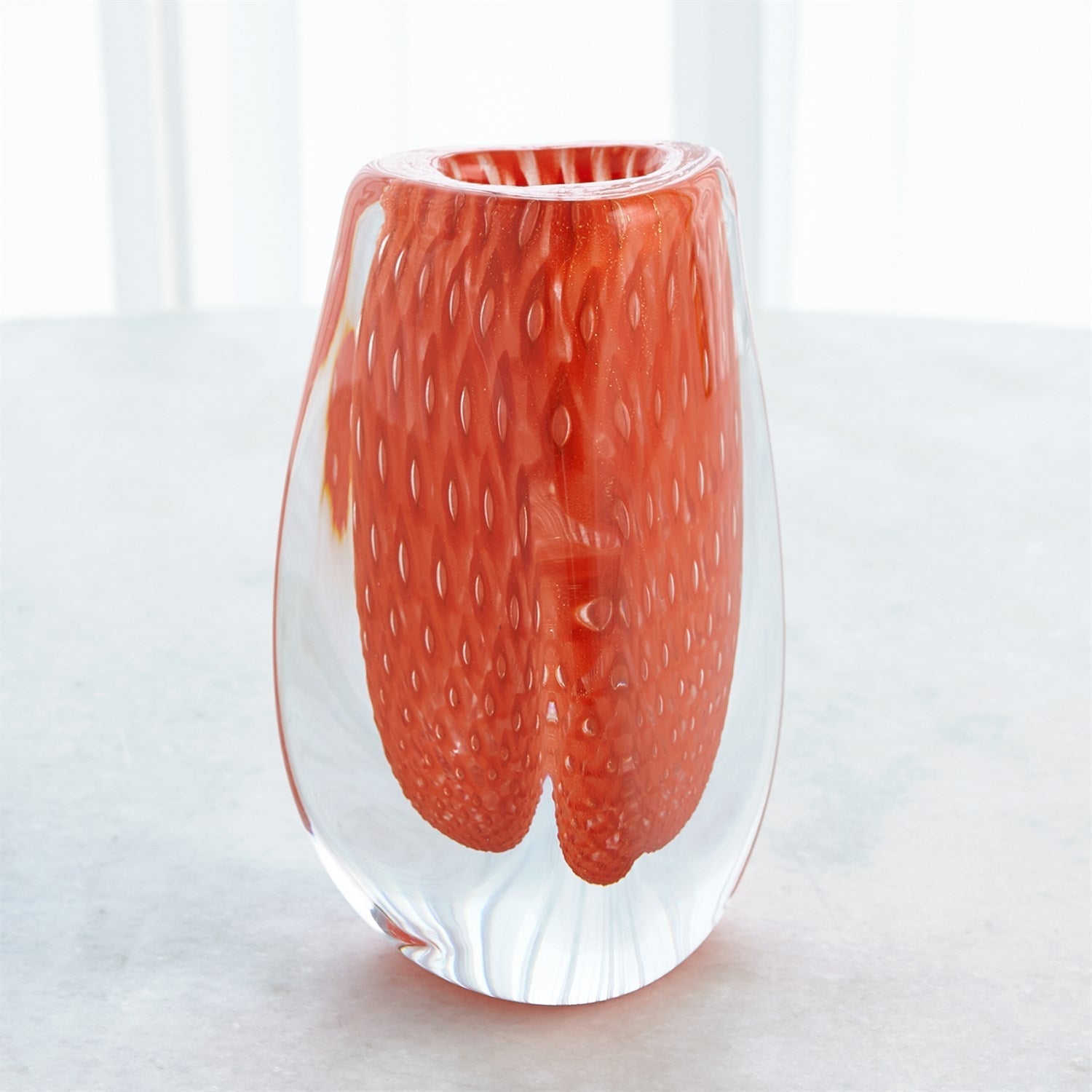 Global Views Orange Triangular Bubbled Vase