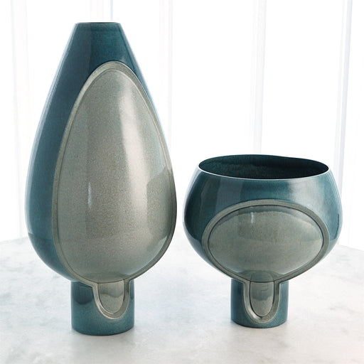 Global Views Two Tone Pod Vase - Azure