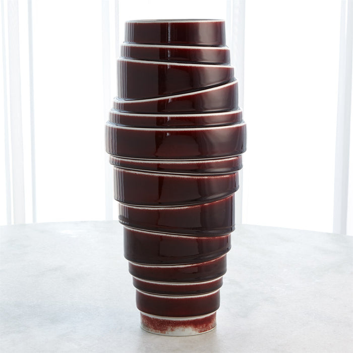 Global Views Layered Vases & Bowl - Oxblood