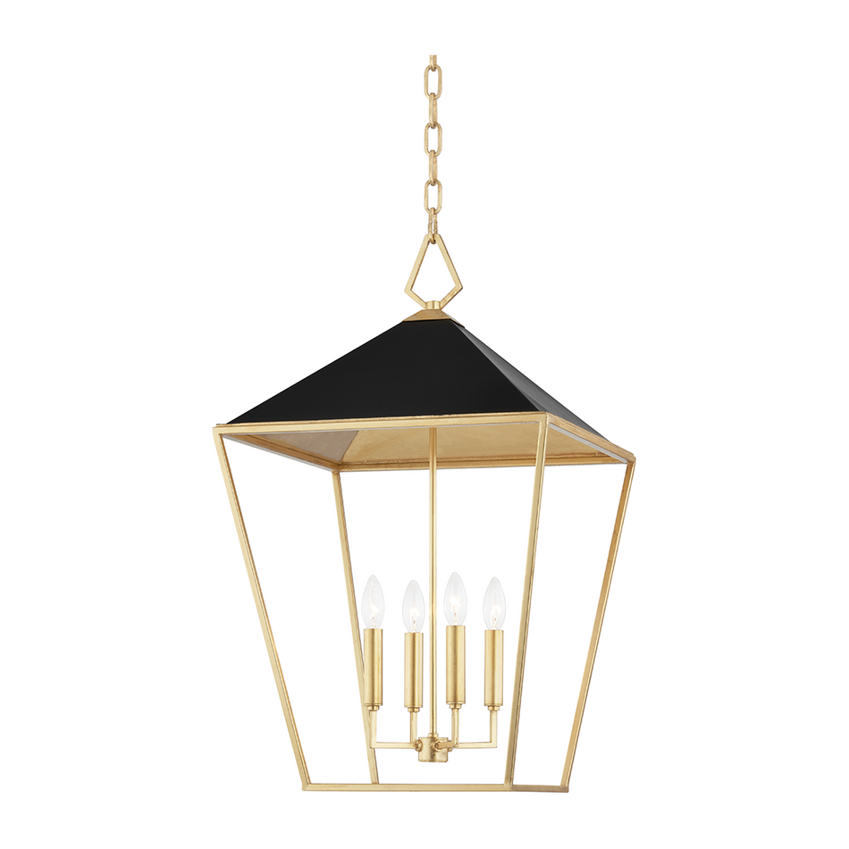 Hudson Valley Lighting Paxton 4 Light 18 inch Gold Leaf/Black Pendant Ceiling Light