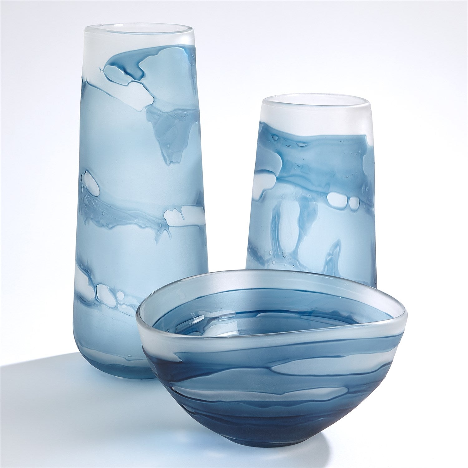 Global Views Glacier Vase & Bowl