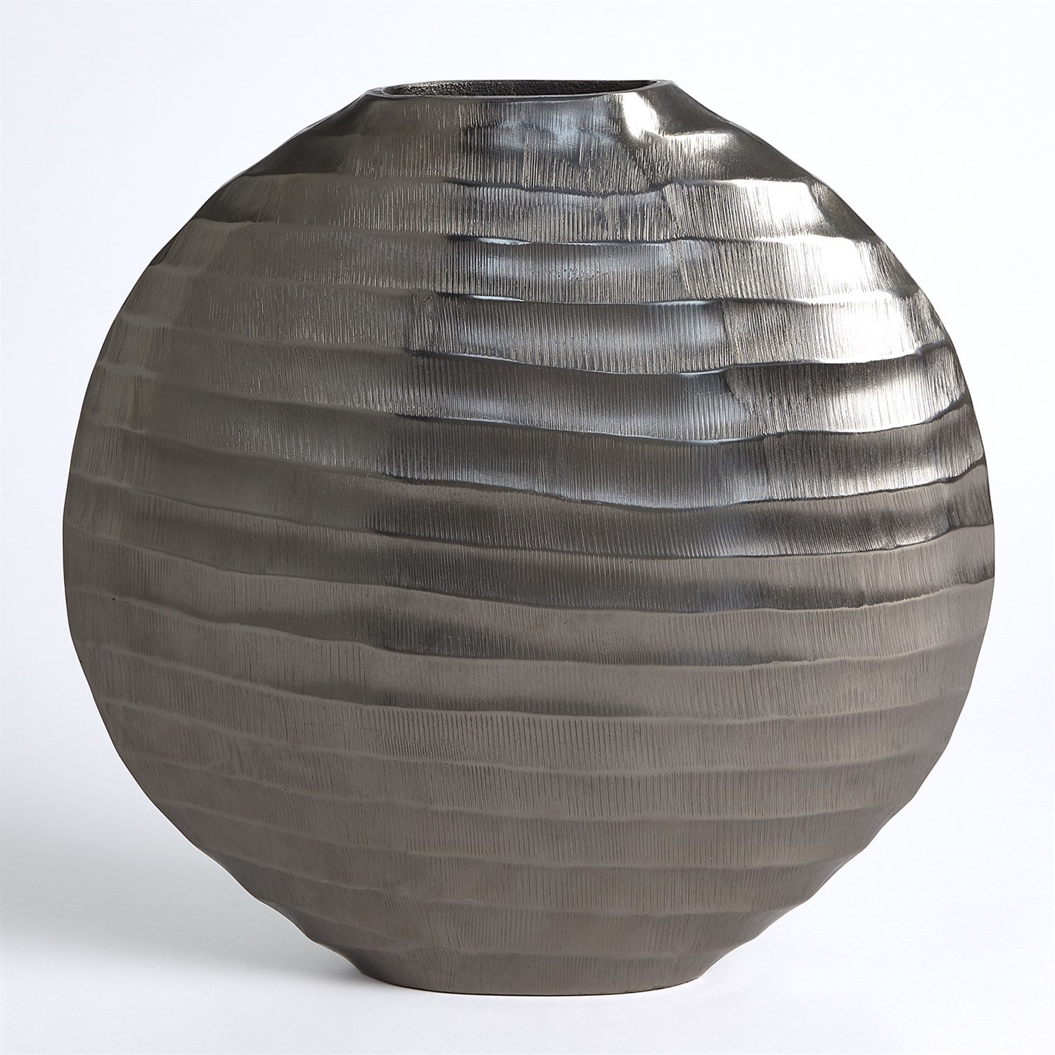 Global Views Black Nickel Chased Oval Vase