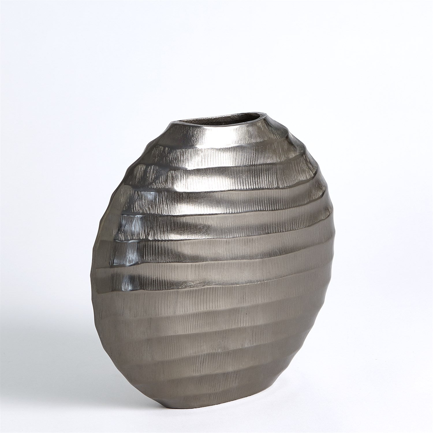 Global Views Black Nickel Chased Oval Vase