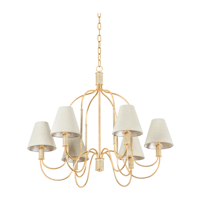 Hudson Valley Lighting Warrensburg 6 Light 32.25 inch Vintage Gold Leaf Chandelier Ceiling Light