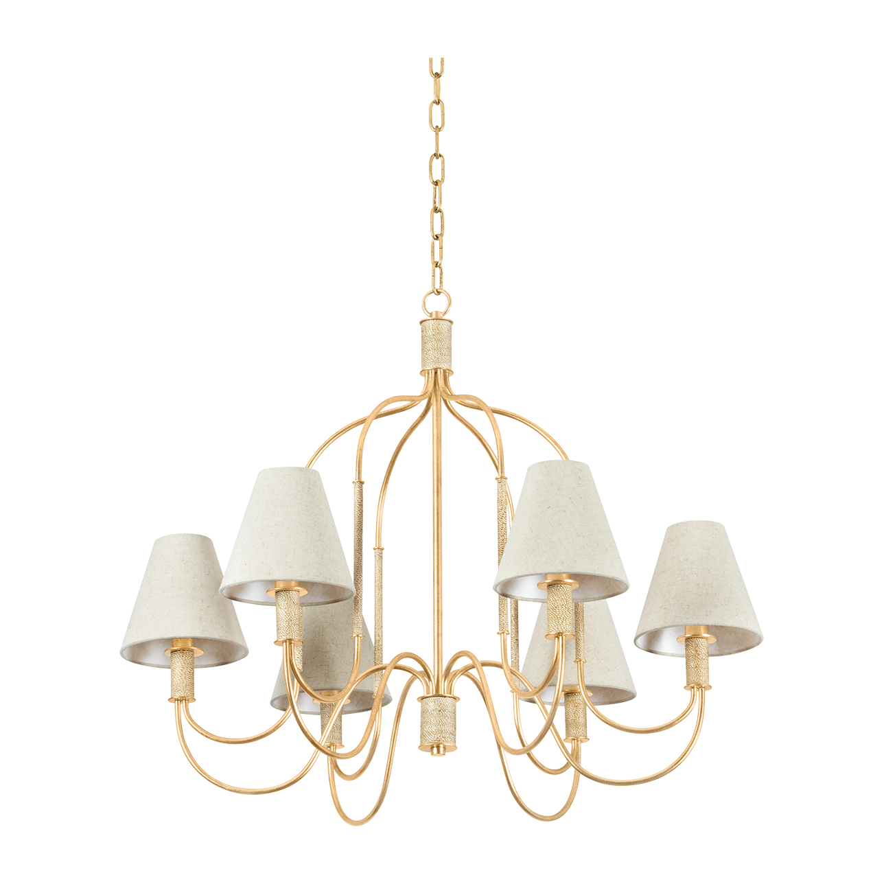 Hudson Valley Lighting Warrensburg 6 Light 32.25 inch Vintage Gold Leaf Chandelier Ceiling Light