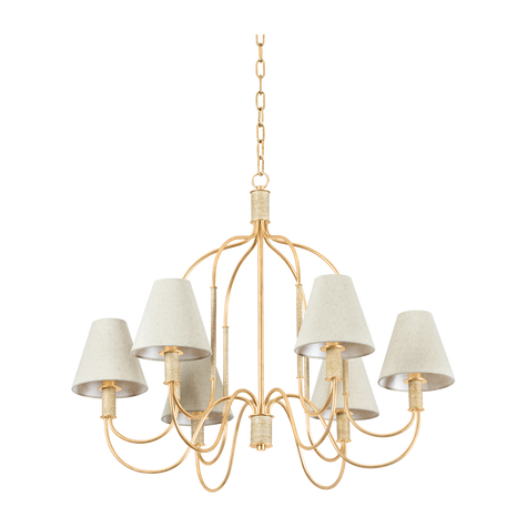 Hudson Valley Lighting Warrensburg 6 Light 32.25 inch Vintage Gold Leaf Chandelier Ceiling Light