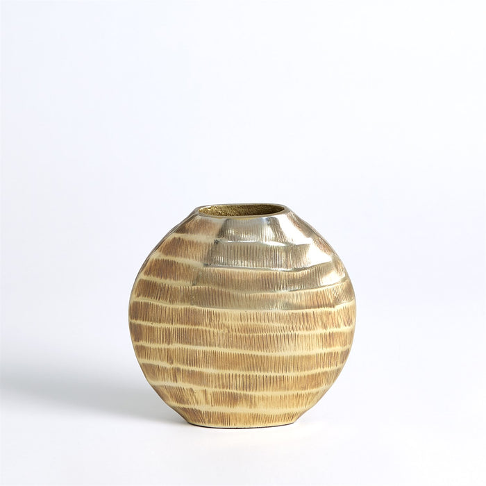 Global Views Chased Oval Vase - Antique Brass