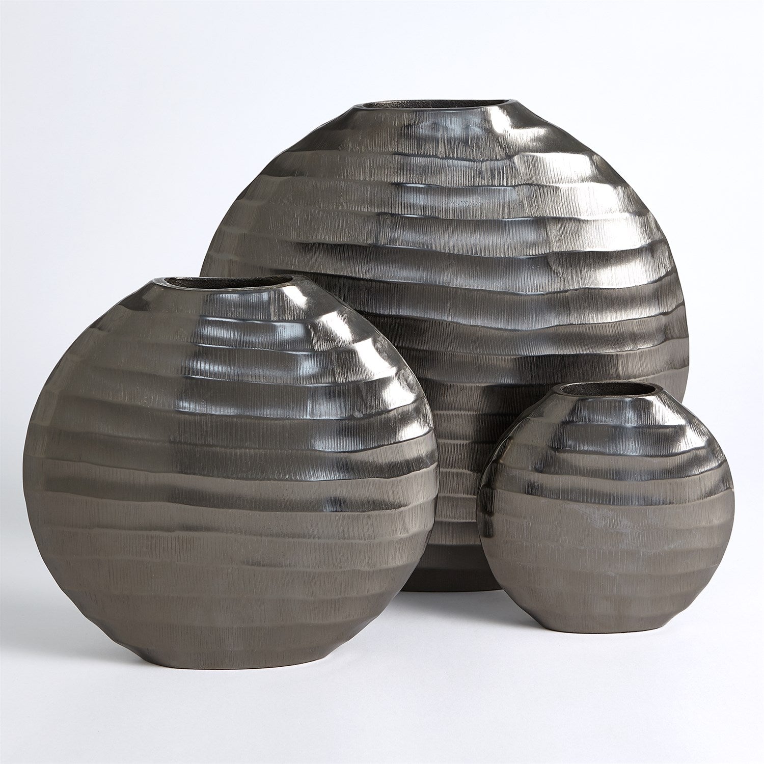 Global Views Black Nickel Chased Oval Vase