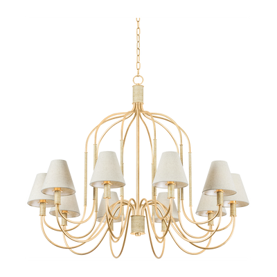 Hudson Valley Lighting Warrensburg 10 Light 44 inch Vintage Gold Leaf Chandelier Ceiling Light