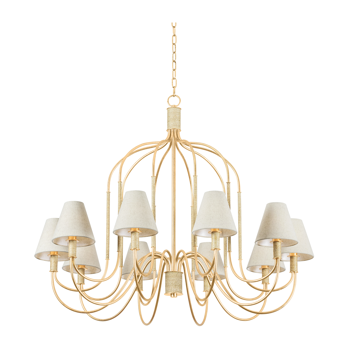 Hudson Valley Lighting Warrensburg 10 Light 44 inch Vintage Gold Leaf Chandelier Ceiling Light