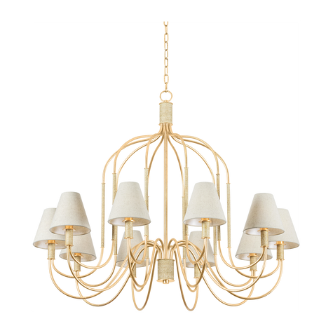 Hudson Valley Lighting Warrensburg 10 Light 44 inch Vintage Gold Leaf Chandelier Ceiling Light