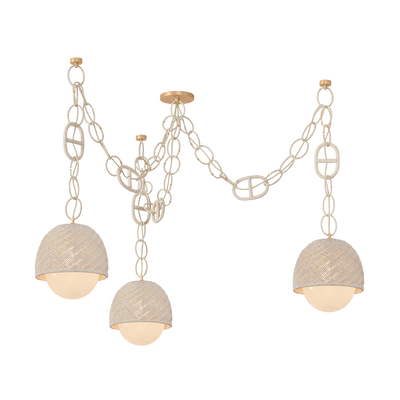 Corbett Piasu 3 Light Champagne Leaf Chandelier Ceiling Light