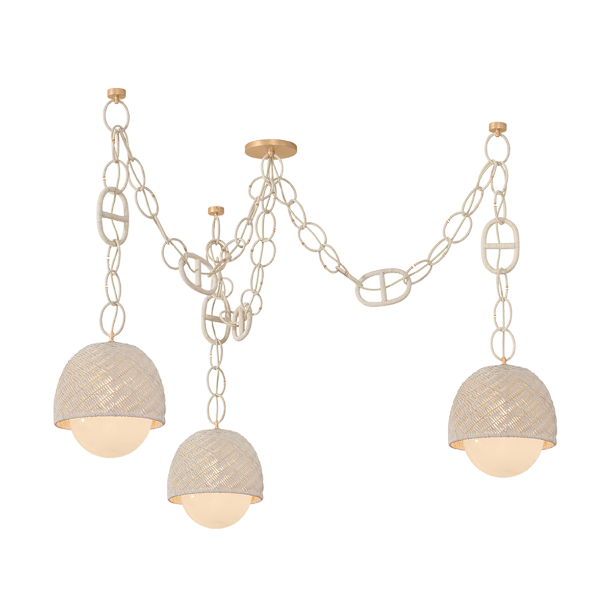 Corbett Piasu 3 Light Champagne Leaf Chandelier Ceiling Light