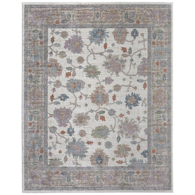 Feizy Dartmouth 39QJF Transitional Floral & Botanical Rug in Ivory/Brown/Blue