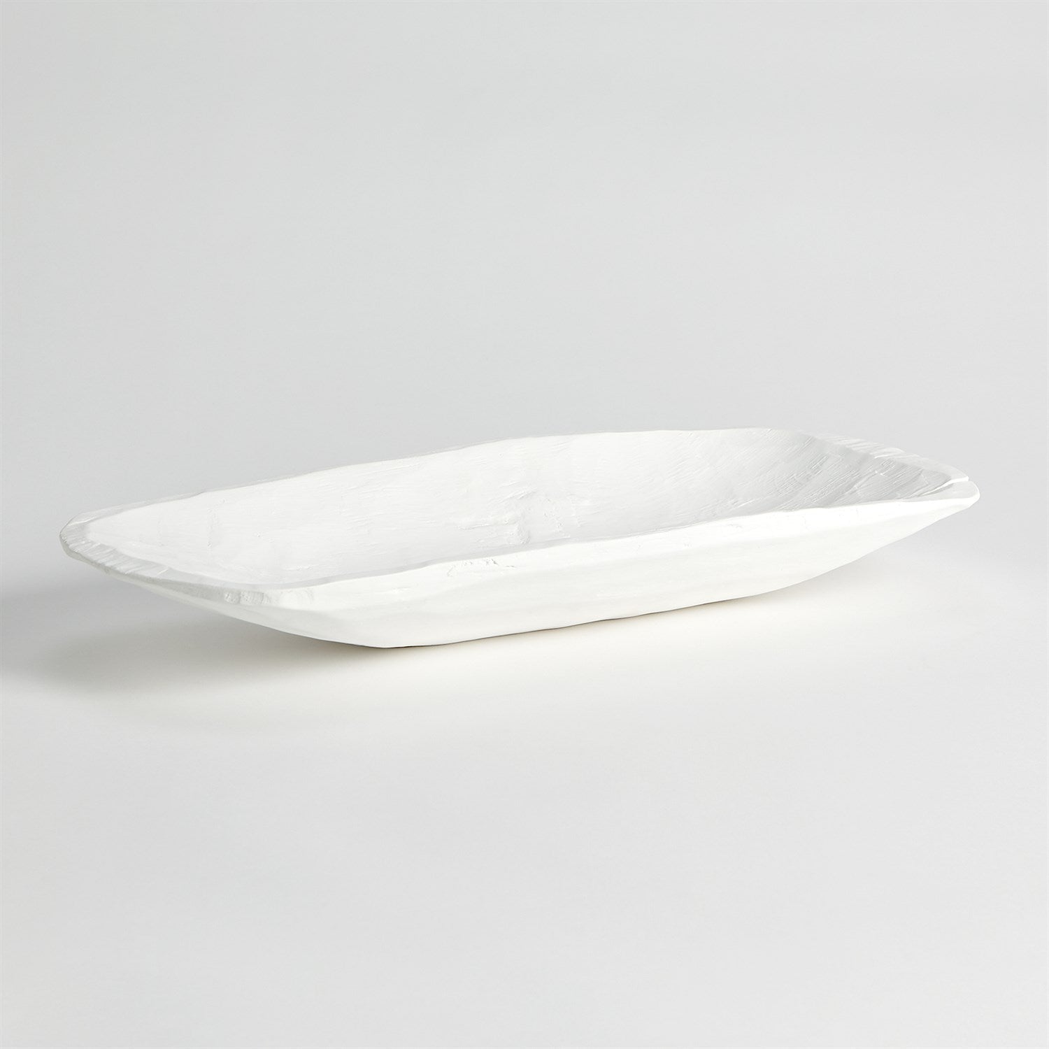 Global Views Matte White Faux Timber Rectangular Bowl