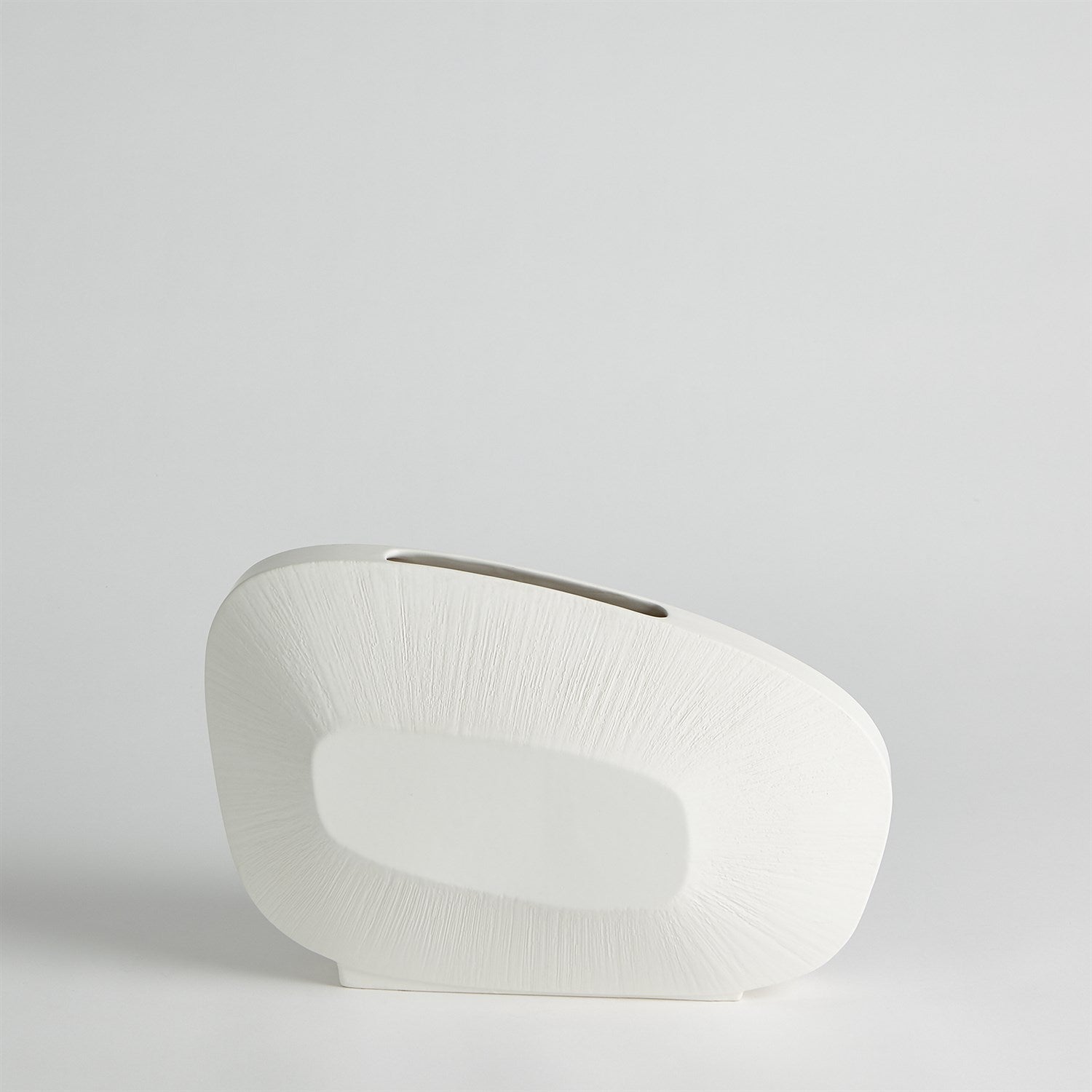 Global Views Matte White Offset Square Scratch Vase