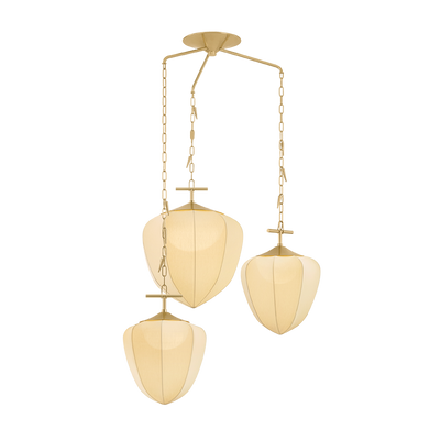 Corbett Hoshi 3 Light Vintage Brass Chandelier Ceiling Light