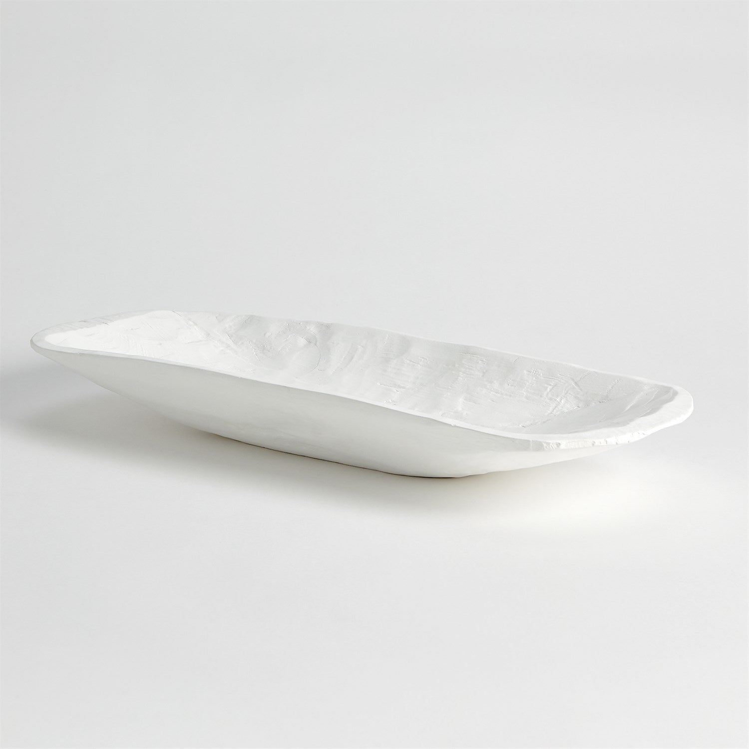 Global Views Matte White Faux Timber Rectangular Bowl