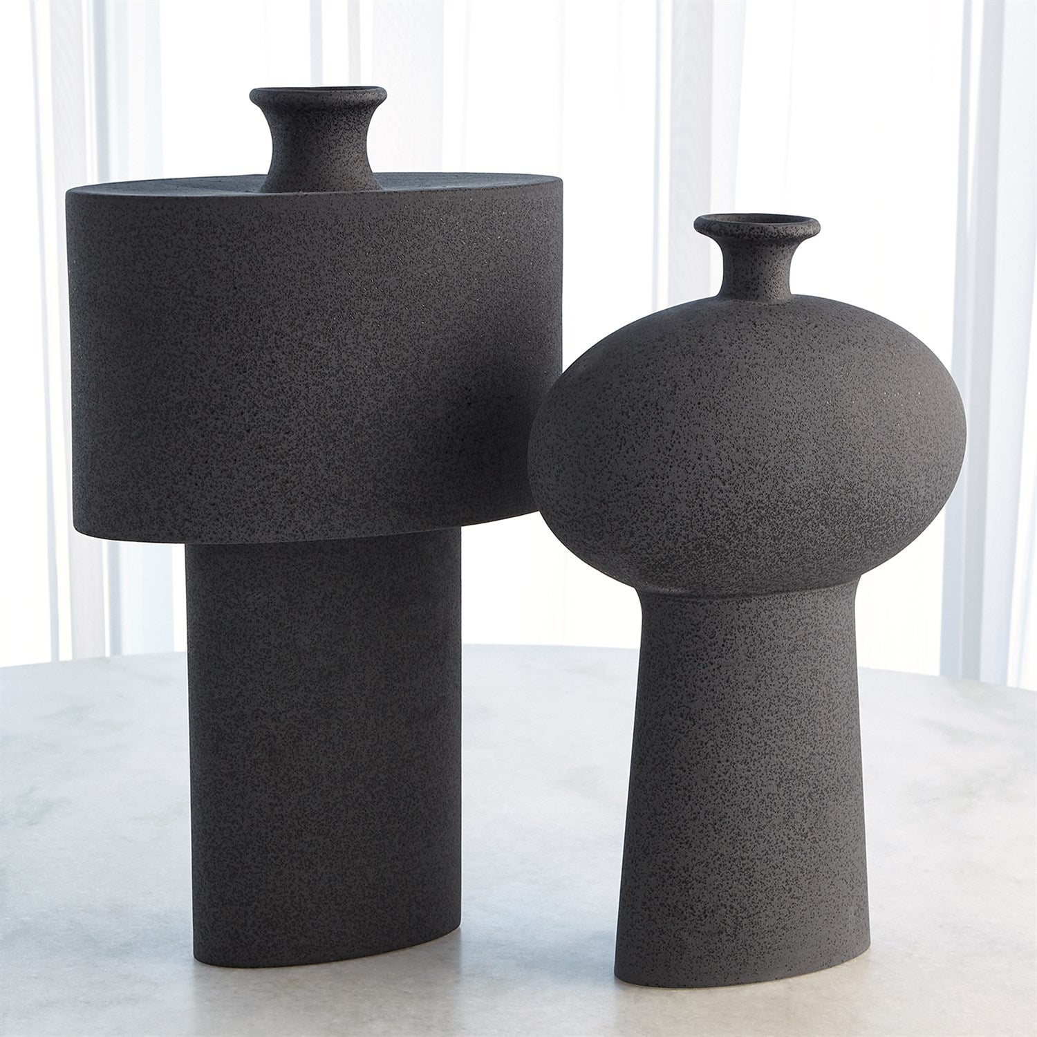 Global Views Black Stone Folk Vase