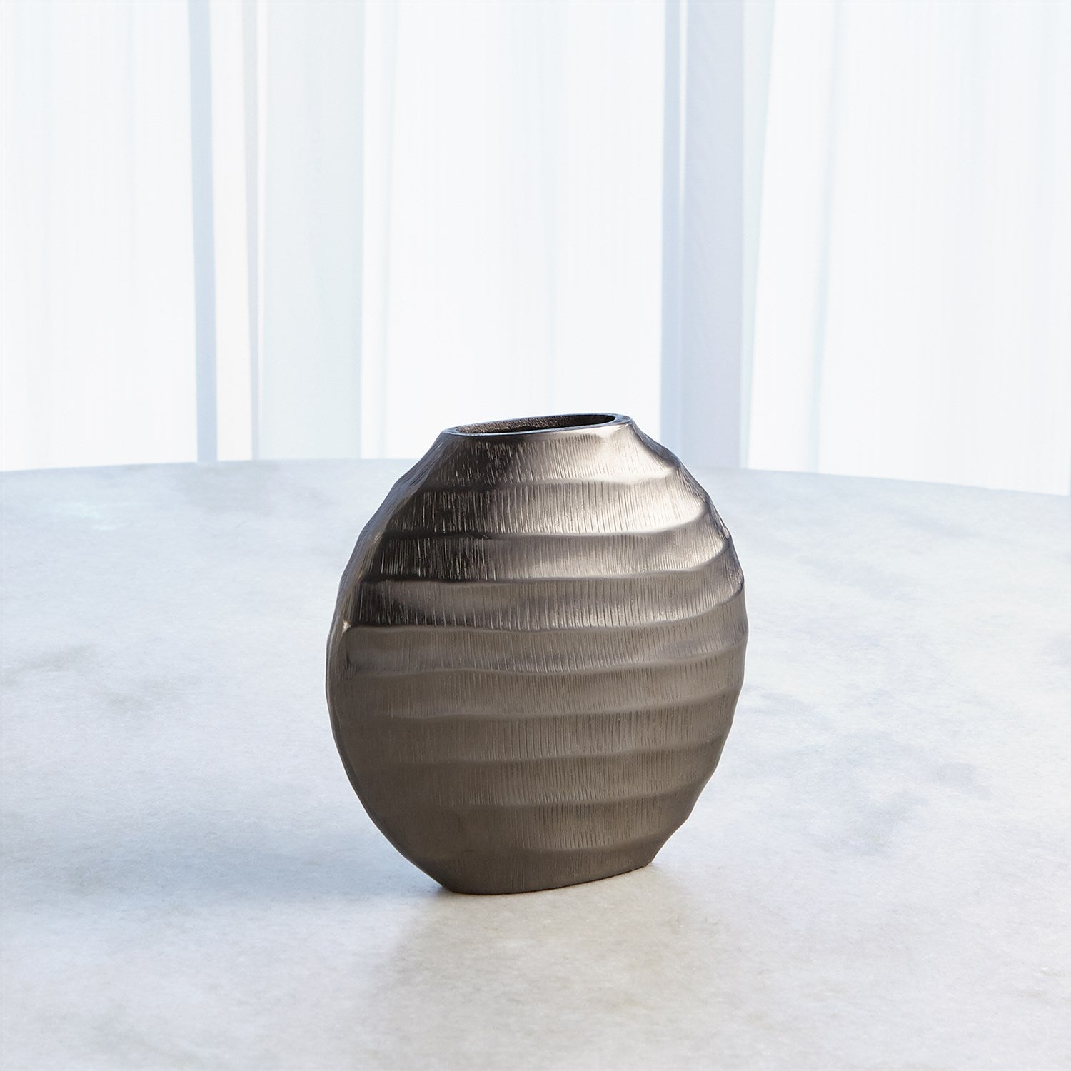 Global Views Black Nickel Chased Oval Vase
